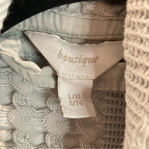 BOUTIQUE THE BAY Sz  L-XL Deep Ornate Waffle Light Grey Pockets Belted Robe - Picture 4 of 8